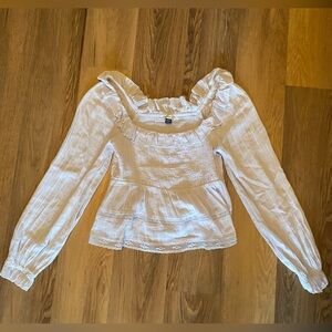 American Eagle Light Blue Ruffle Blouse